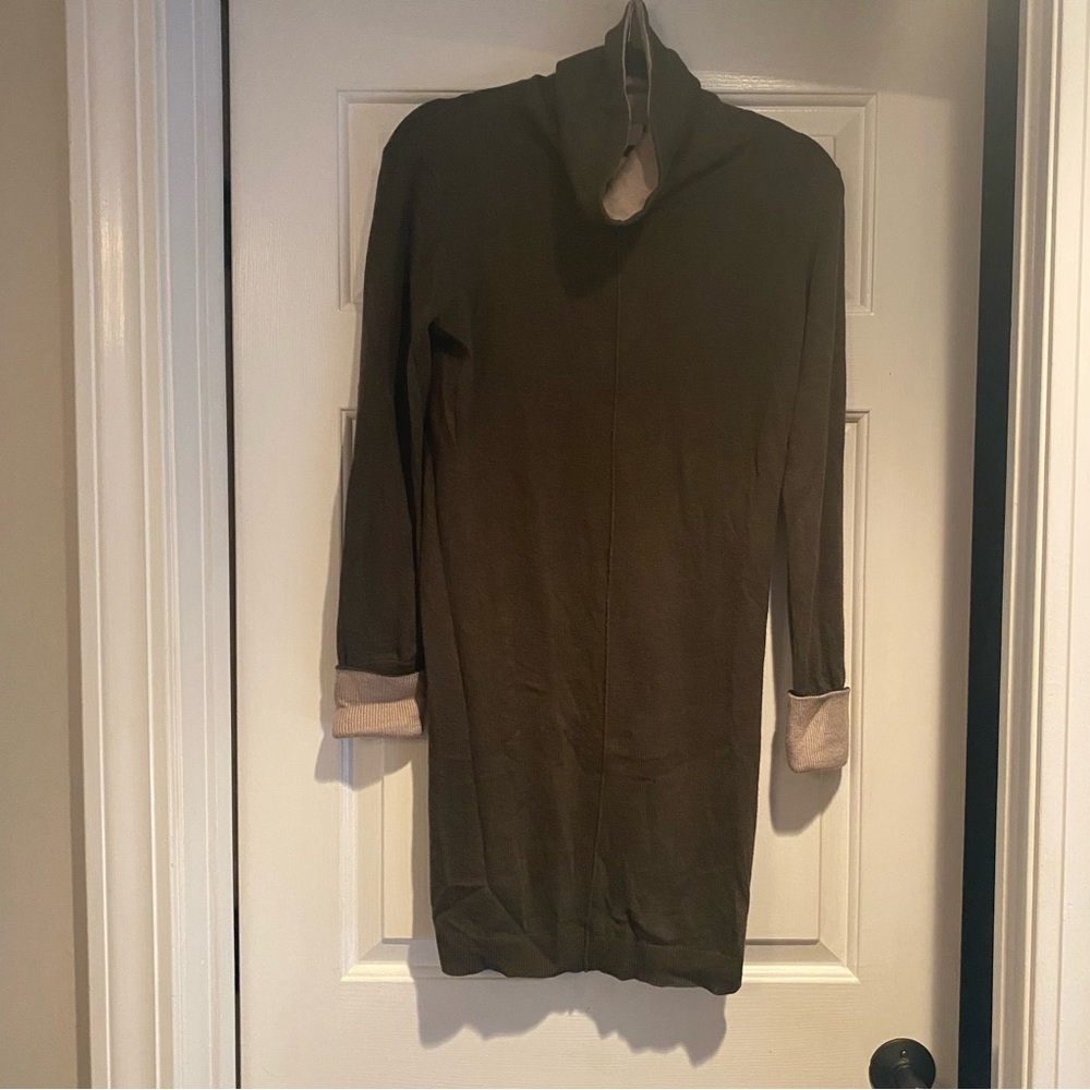 Olive Green Turtleneck Sweater Dress